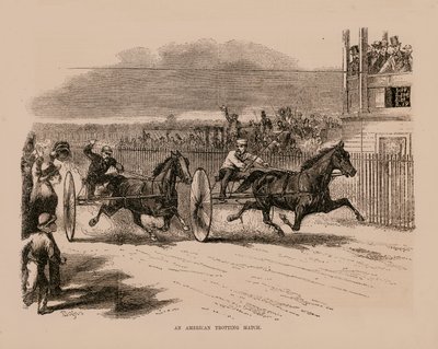 Een Amerikaanse drafwedstrijd (gravure) door English School
