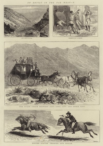 Een Kunstenaar in het Verre Westen, V (gravure) door English School