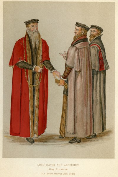 Een Elizabethaanse burgemeester en wethouders, illustratie uit 