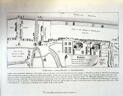 Een Elizabethaans Plan van Bankside, uitgegeven door Robert Wilkinson door English School