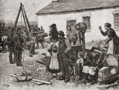 Een Ierse familie wordt uit hun huis gezet vanwege niet-betaling van huur, Ierland door English School