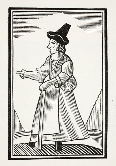Een Oude Vrouw die Scheldt in een Hoge Hoed, illustratie uit Chap-books van de Achttiende Eeuw door John Ashton, uitgegeven 1882 door English School