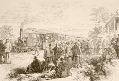 Een vroege Chinese spoorweg ca. 1880 door English School