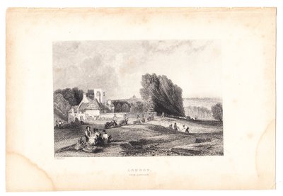 Een gravure van Londen vanaf Highgate, circa 1800 door English School