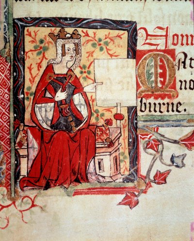 Een illuminatie die Mathilde de Keizerin (ca. 1102-1167) voorstelt, ook bekend als Maud en Mathilde van Engeland, vrouw van Hendrik V van het Heilige Rijk en getrokken uit het boek 