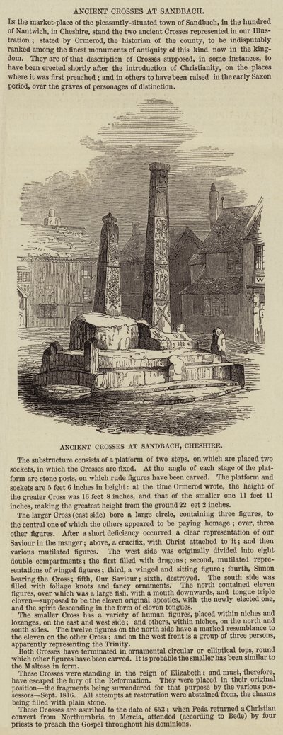 Oude Kruis bij Sandbach (gravure) door English School