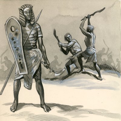 Oude Egyptische soldaten in training door English School