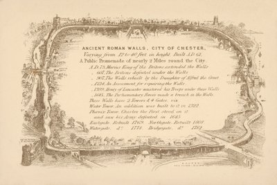 Oude Romeinse muren van Chester door English School