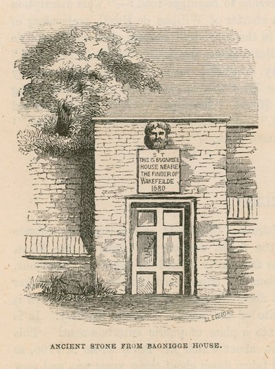 Oude steen van Bagnigge House door English School