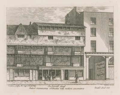 Oude gemakken vergeleken met moderne gemakken in Gosnell Street, Finsbury door English School