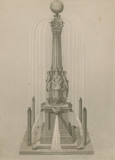Oude zonnewijzer en fontein, opgericht in 1656 op Leadenhall Corner, Londen door English School
