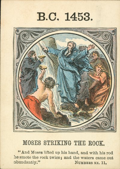 Anno Mundi: BC 1453, Mozes slaat op de rots (kleurenlitho) door English School