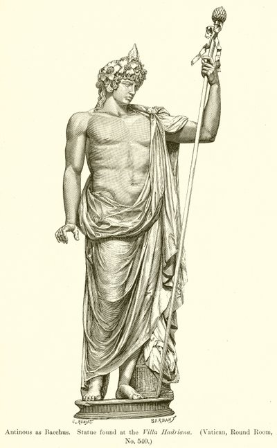 Antinous als Bacchus. Beeld gevonden in de Villa Hadriana. (Vaticaan, ronde zaal, nr. 540) door English School