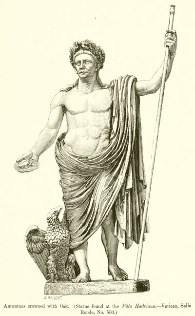 Antoninus gekroond met eik. (Beeld gevonden in de Villa Hadriana.--Vaticaan, Salle Ronde, nr. 550) door English School