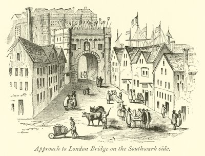 Toegang tot London Brug aan de Southwark kant door English School