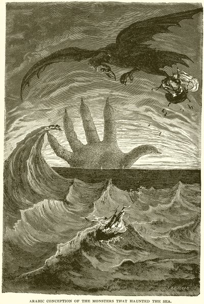 Arabische voorstelling van de monsters die de zee bejagen door English School