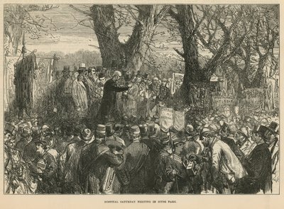 Aartsbisschop Manning spreekt de bijeenkomst toe in Hyde Park door English School