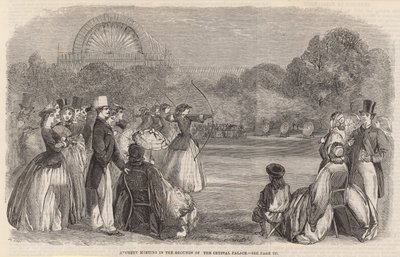 Boogschietwedstrijd in de tuinen van Crystal Palace door English School