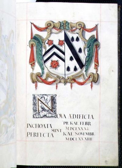 Archief 3693 fol.2 Wapen uit een Nieuw Gebouwen Benefactieboek, Oxford door English School
