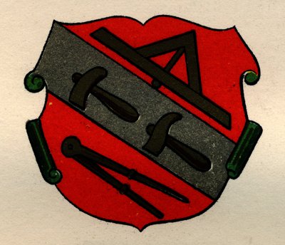 Wapens van de Steenhouwers van Straatsburg, uit The History of Freemasonry, volume II, uitgegeven door Thomas C. Jack, Londen, 1883 door English School
