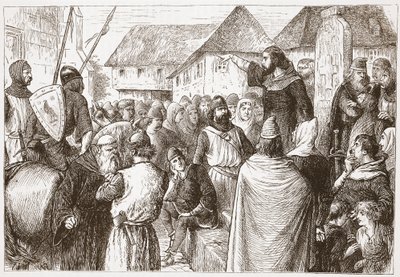 Arnold van Brescia predikend, illustratie uit The History of Protestantism door James Aitken Wylie (1808-1890), gepubliceerd 1878 door English School