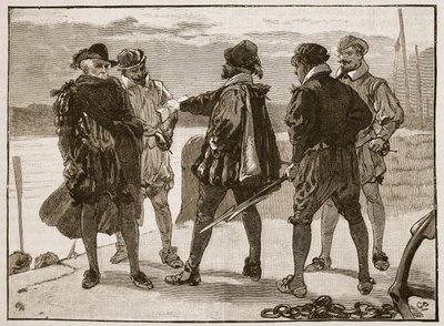 Arrestatie van Sir Walter Raleigh, illustratie uit Cassells Geïllustreerde Geschiedenis van Engeland door English School