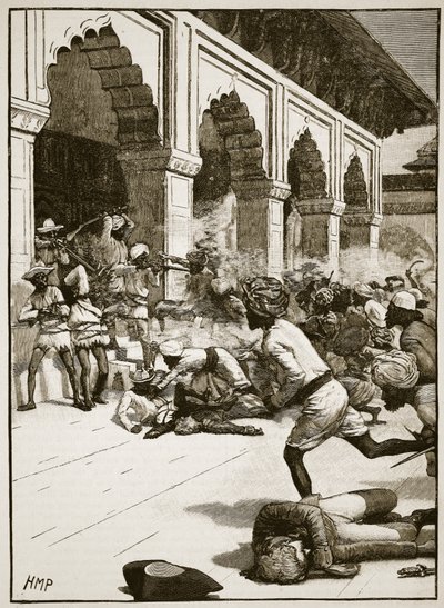 Arrestatie van de Radja van Benares, illustratie uit Cassells Illustrated History of England door English School