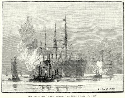Aankomst van de "Great Eastern" in Trinity Bay (gravure) door English School