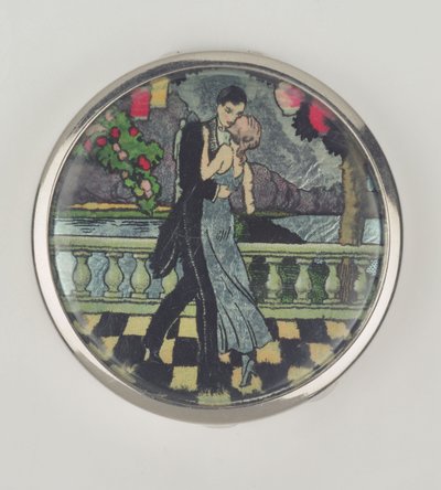 Art Deco Dansers Poederdoos, gemaakt door Stratnoid, 1920-30 door English School