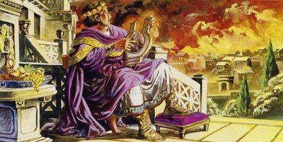 Terwijl Rome brandde, zat Nero op zijn balkon een gedicht te componeren door English School