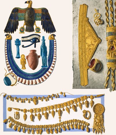 Assortiment niet-geïdentificeerde Egyptische sieraden door English School