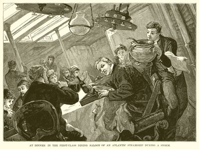 Aan het Diner in de Eerste Klas Eetzaal van een Atlantische Stoomschip tijdens een Storm door English School