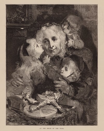 Bij de geboorte van het jaar (gravure) door English School