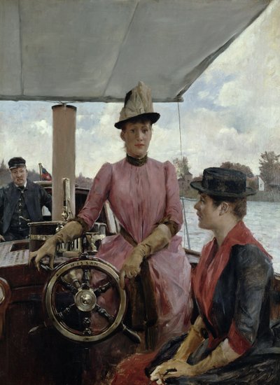 Aan het roer - Dames aan boord van de rivierboot Hassan door English School