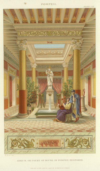 Atrium of binnenplaats van huis in Pompeii door English School