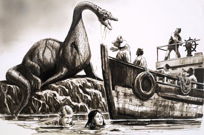 Aanval door prehistorische reptiel door English School