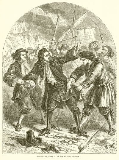 Aanval op James II op het eiland Sheppey door English School