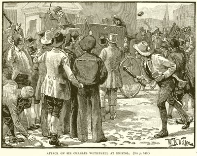 Aanval op Sir Charles Wetherell in Bristol door English School