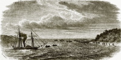 Aanval op een Britse oorlogsstomer door de inboorlingen van Andaman door English School