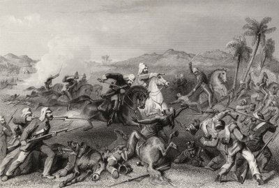 Aanval op de Sealcote muiters door de onregelmatige cavalerie van generaal Nicholson in 1857, uit 
