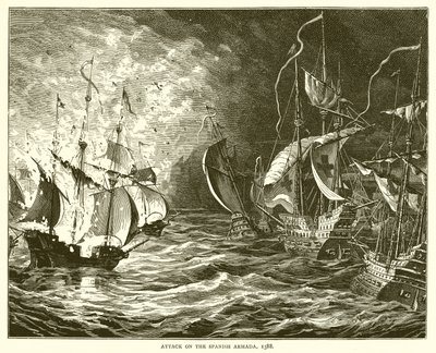 Aanval op de Spaanse Armada, 1588 door English School