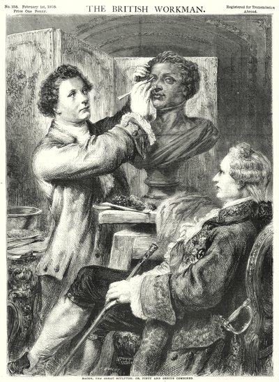 Bacon, de grote beeldhouwer; of, vroomheid en genialiteit gecombineerd (gravure) door English School