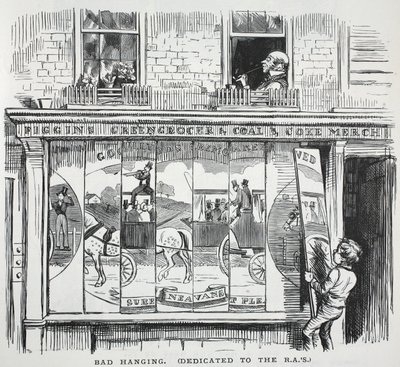 Slechte ophanging (toegewijd aan de R.A.s), illustratie uit Punch door English School