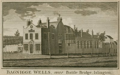 Bagnigge Wells, nabij Battle Bridge, Islington, Londen door English School