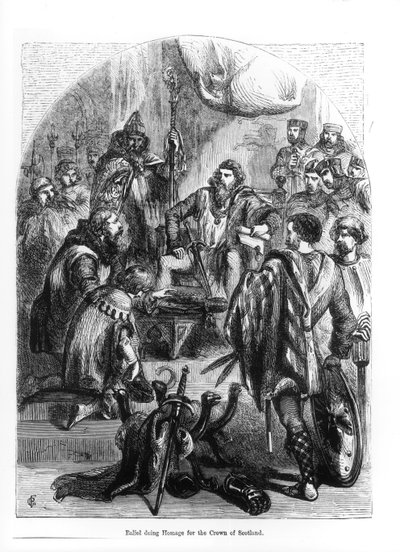 Baliol (1249-1315) brengt hulde voor de kroon van Schotland door English School