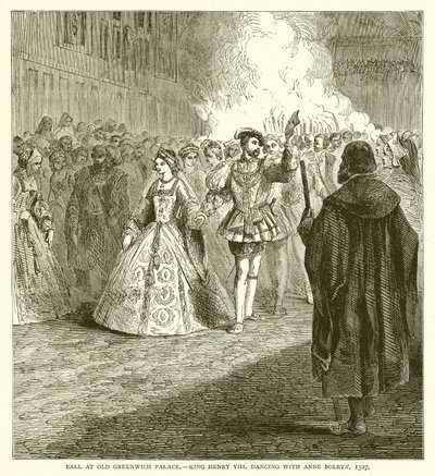 Bal in het Oude Greenwich Paleis - Koning Hendrik VIII danst met Anne Boleyn, 1527 door English School