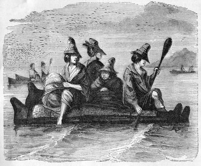Balsas, of huidboot, gebruikt door de inboorlingen aan de Amerikaanse kust, illustratie uit 