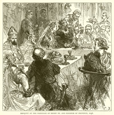 Banket bij het huwelijk van Hendrik III en Eleonora van Provence, 1236 door English School