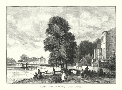 Barnes Terrace in 1823 (gravure) door English School