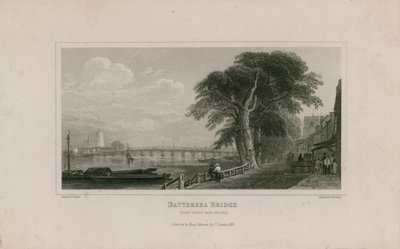 Battersea Brug, vanaf Cheyne Walk Chelsea door English School